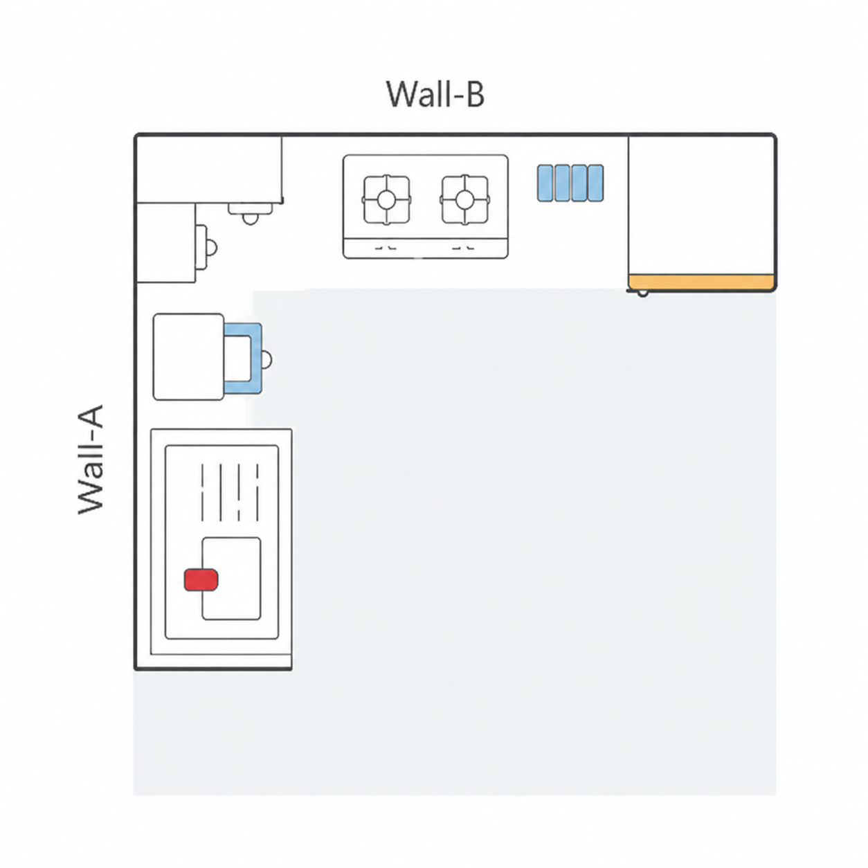 L-shape kitchen layout